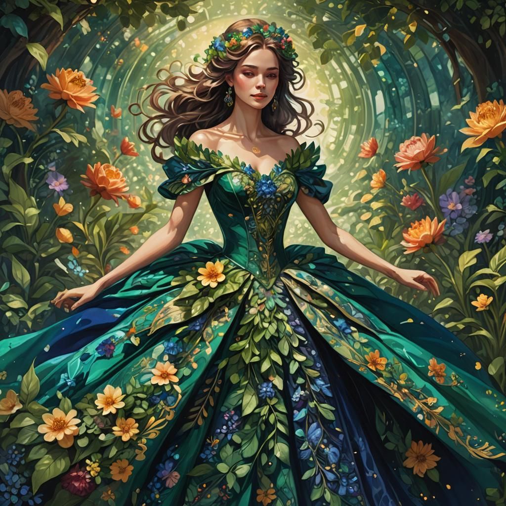 Vibrant Flower Power Ball Gown Concept Art