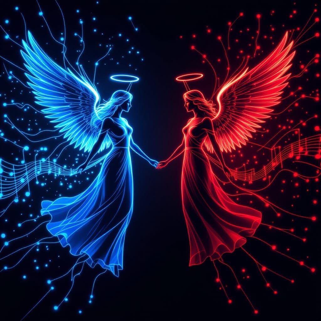 Angels Michael and Uriel Amidst Divine Energy and Music