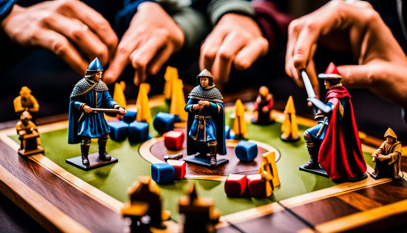 Teenagers Play Medieval Board Game with Figurines
