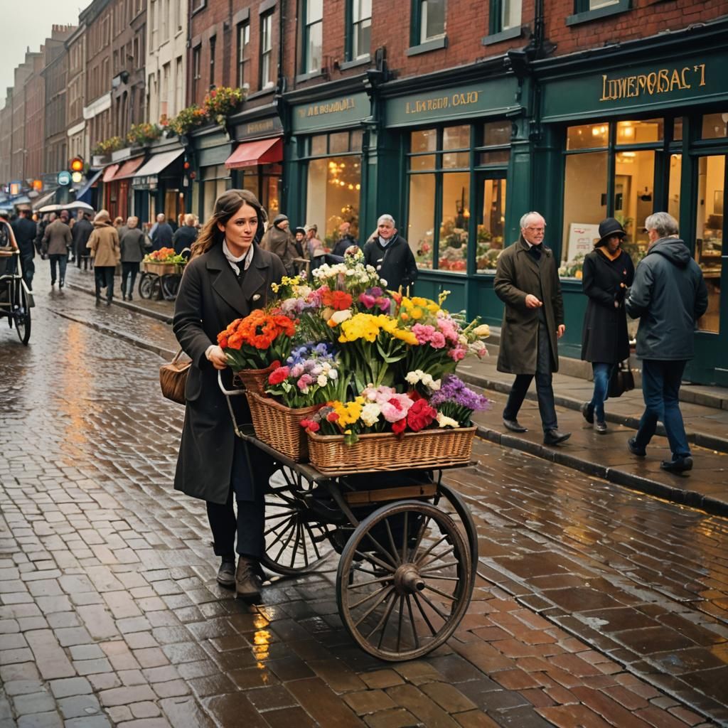 Bold Street Flower Seller: An Impressionist Street Scene