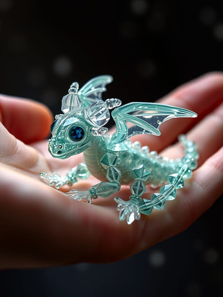Beaded Dragon in Hand Macro Photograph