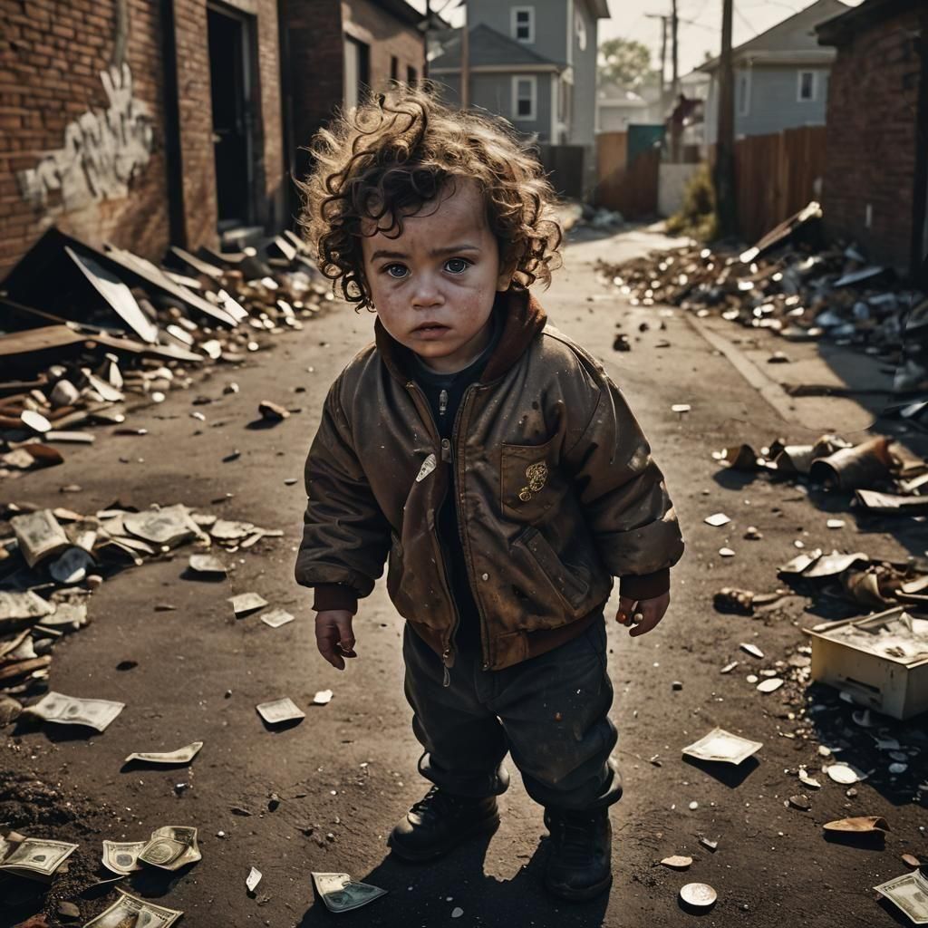 Disturbing Portrait of a Baby in Ghetto Street