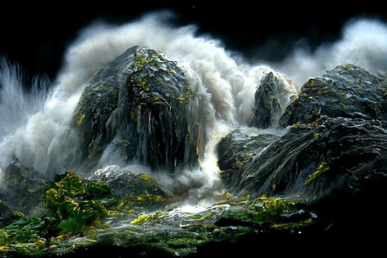 Powerful Waterfall Cascading Down Rocky Mountain