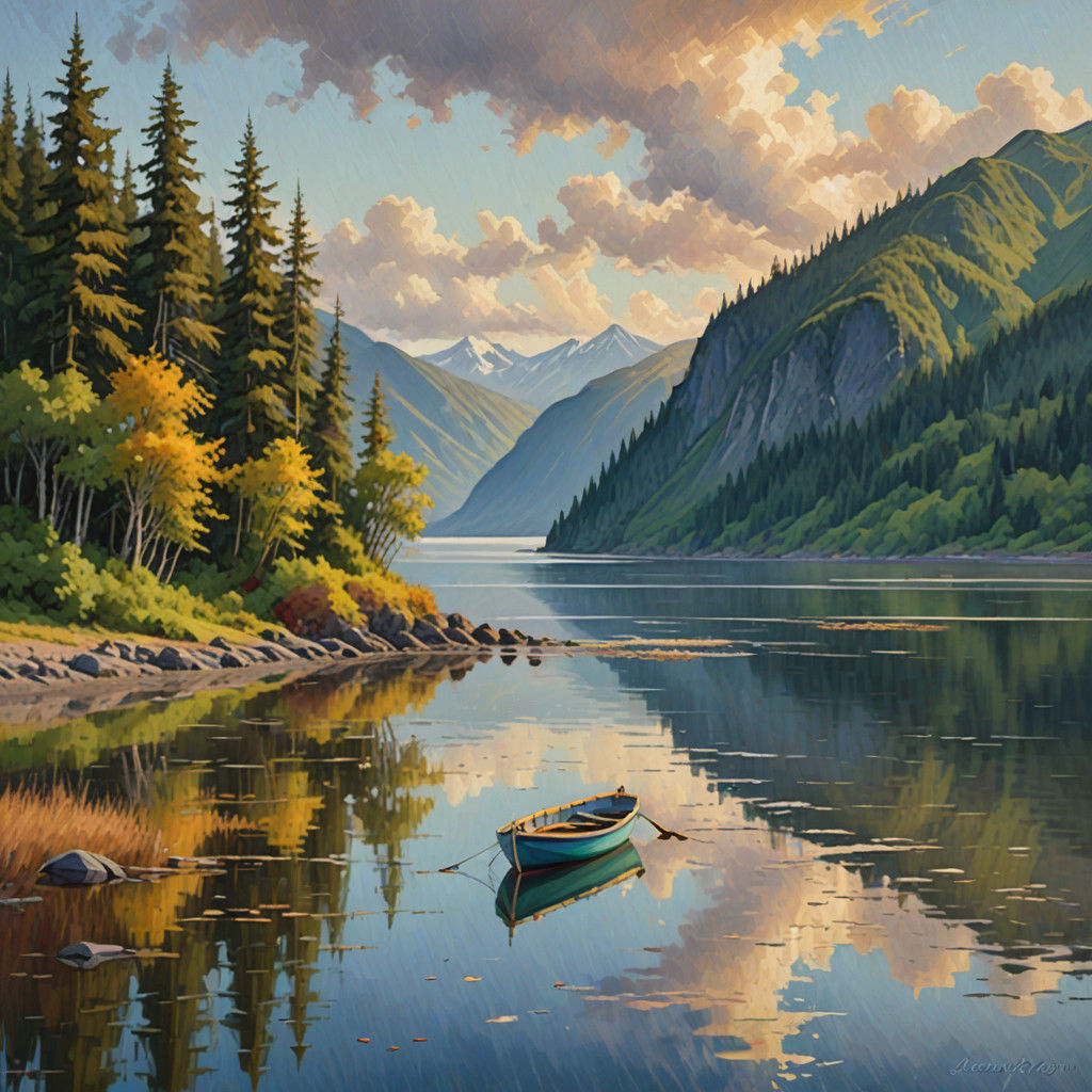 Impressionist Masterpiece: Calm Waters of Kachemak Bay