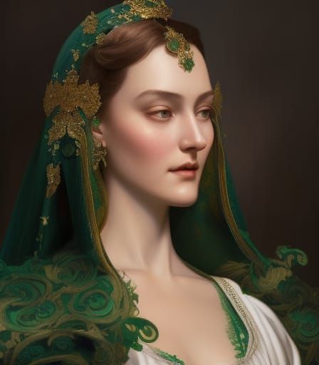Renaissance Woman Portrait in Hyperdetailed Style