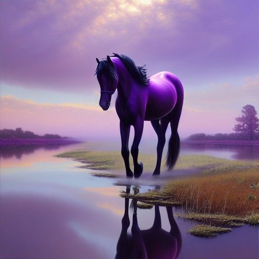 Elegant Purple Horse in Hyper-Realistic CGI Style