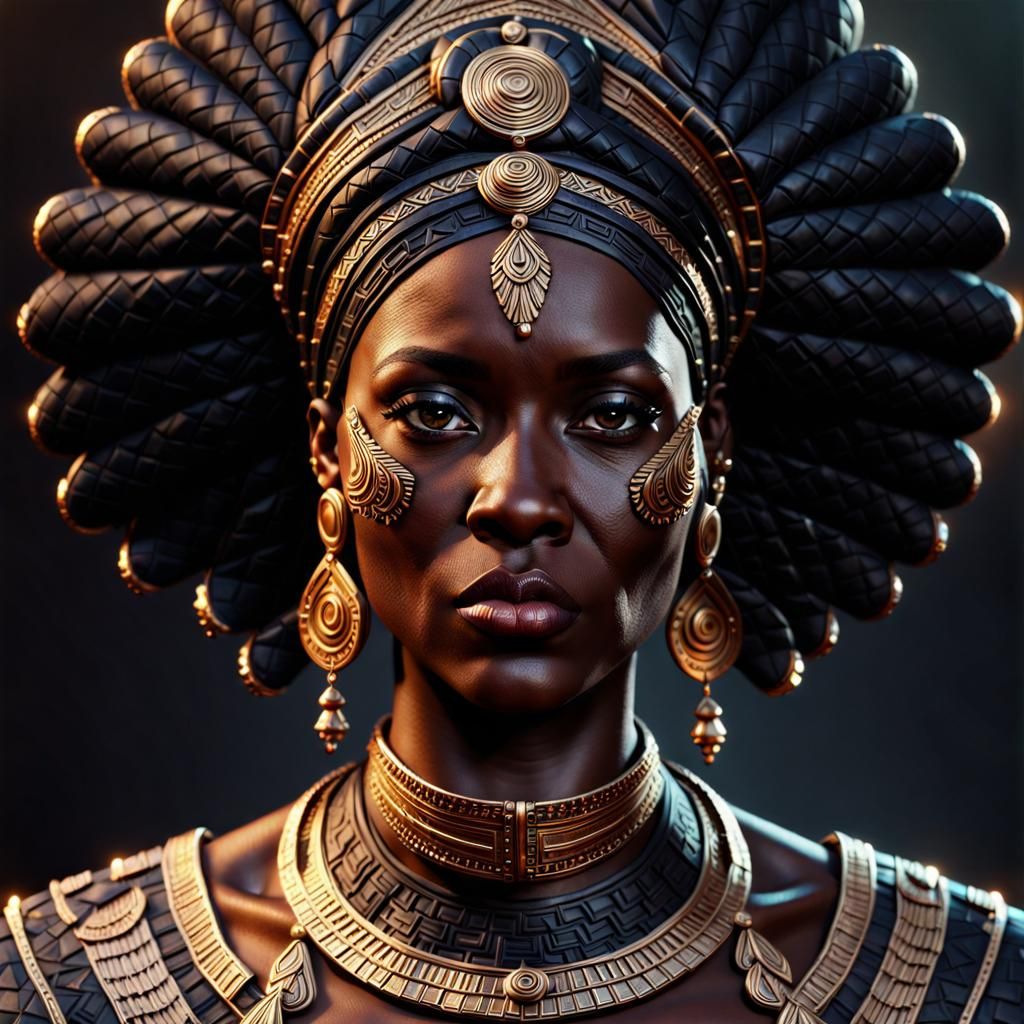 Decoupage Portrait of Egyptian Woman in 2D Style