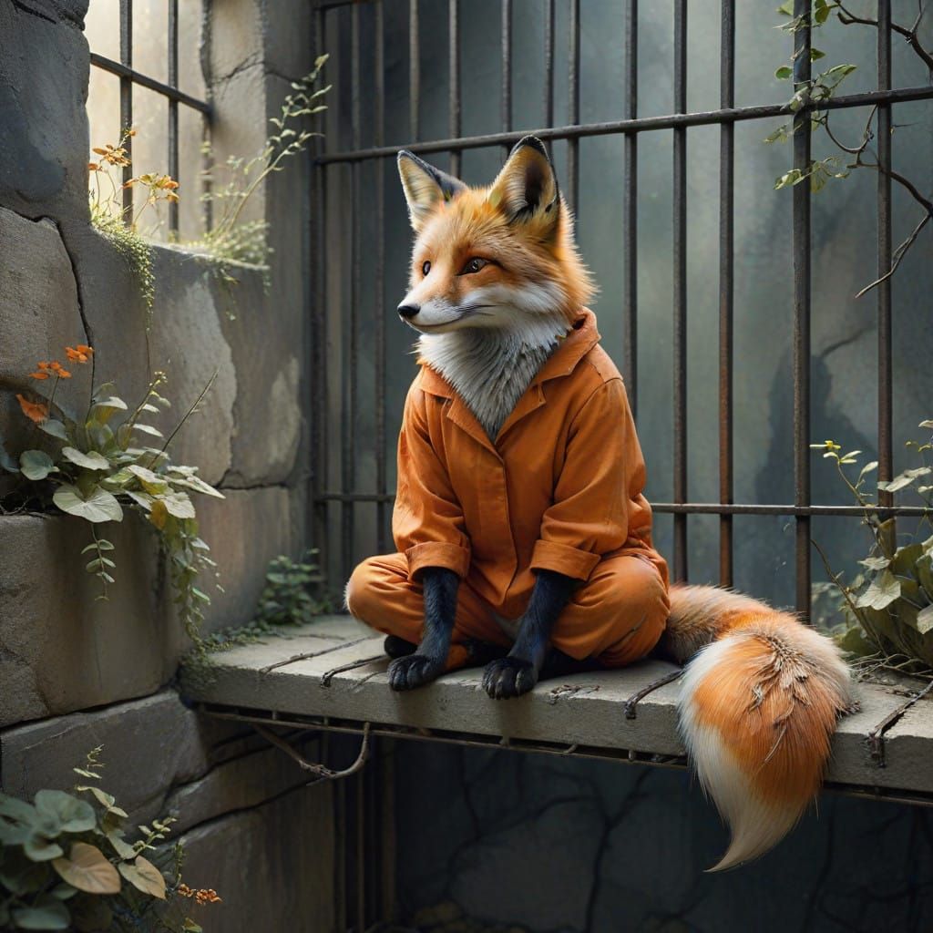 Whimsical Fox in Vintage Jailhouse Setting