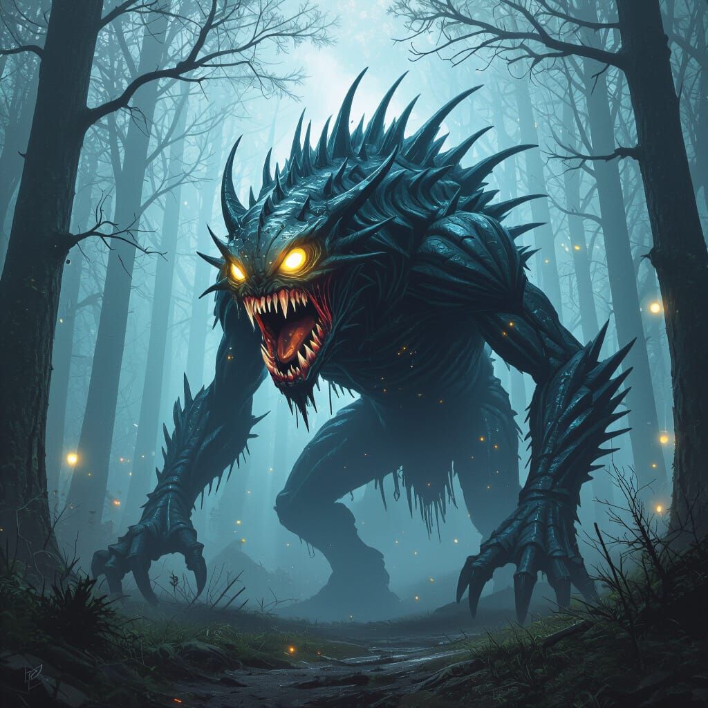 Fierce Gogu Monster in Mystical Forest