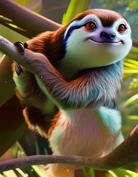 Hyperrealistic Sloth with Sharp Claws in 3D