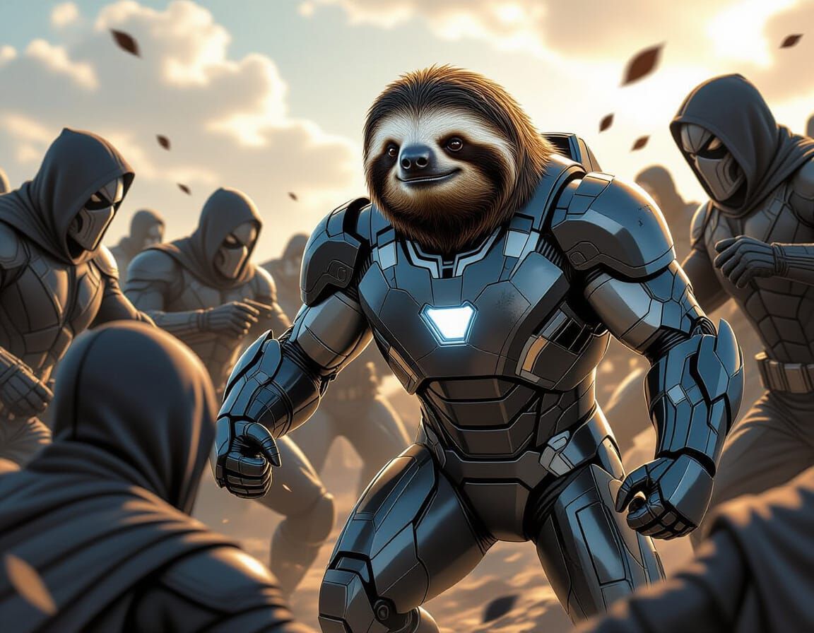 Sloth Superhero Battles Weasel Villains in Epic Comic Art