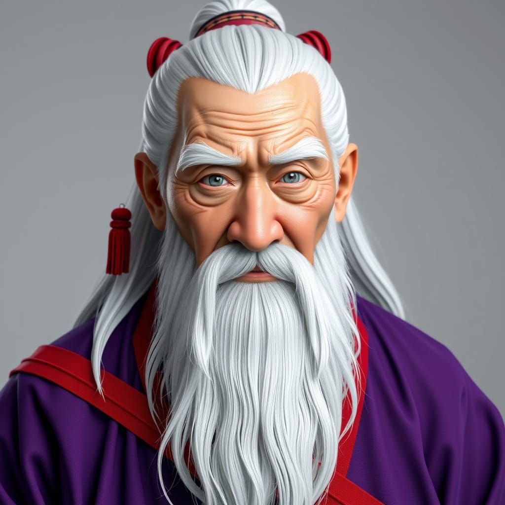 Stern Elderly Chinese Man in Epic Videogame Style
