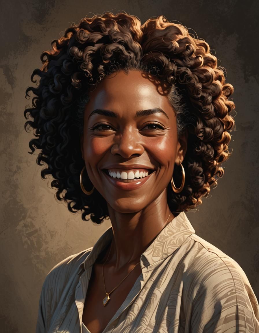 Smiling Woman Portrait in Surrealist Style