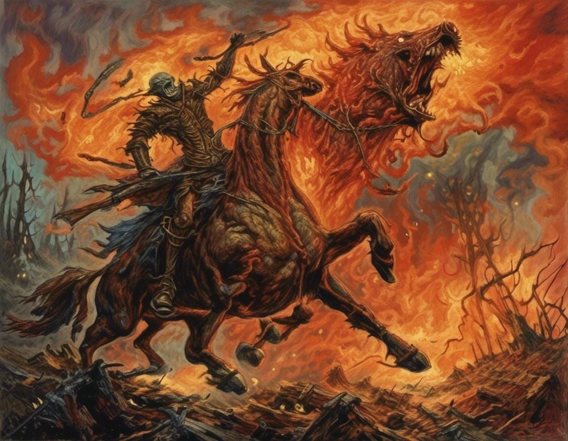 Apocalyptic Forest Scene with Angry Figure