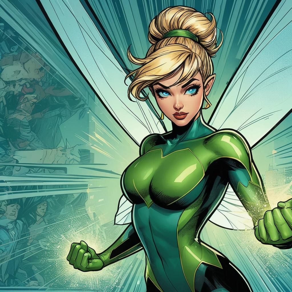 Superhero in Futuristic City: Comic Book Illustration