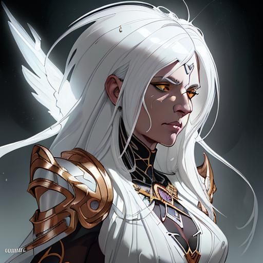 Angelic Woman in Armor: Digital Art Portrait
