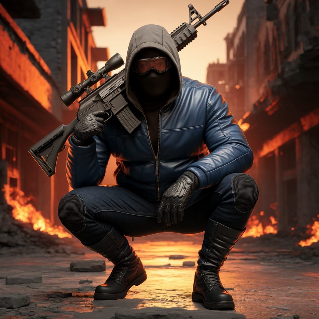 Post-Apocalyptic Slaver in Combat Gear