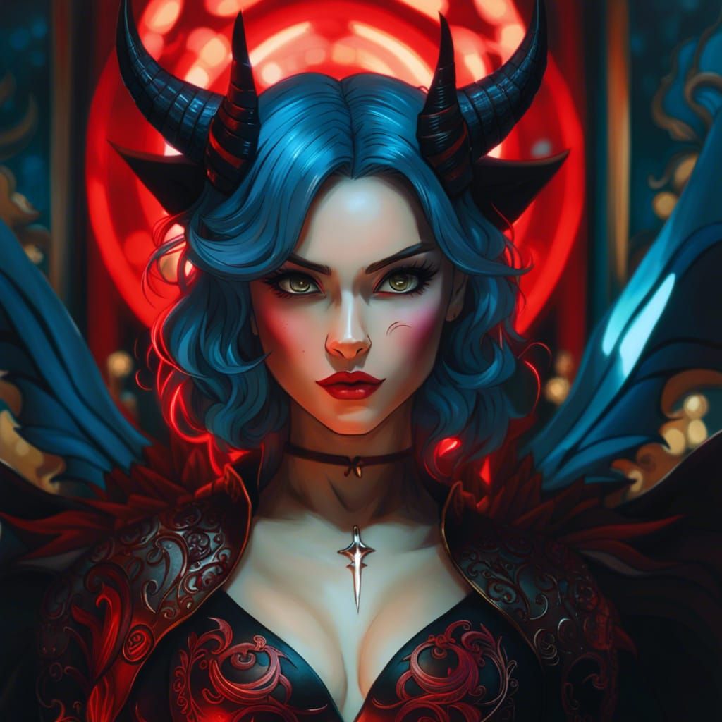 Anime Demoness with Crimson Eyes