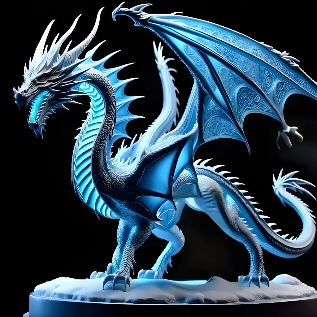 Majestic 3D Ice Dragon with Neon Lights