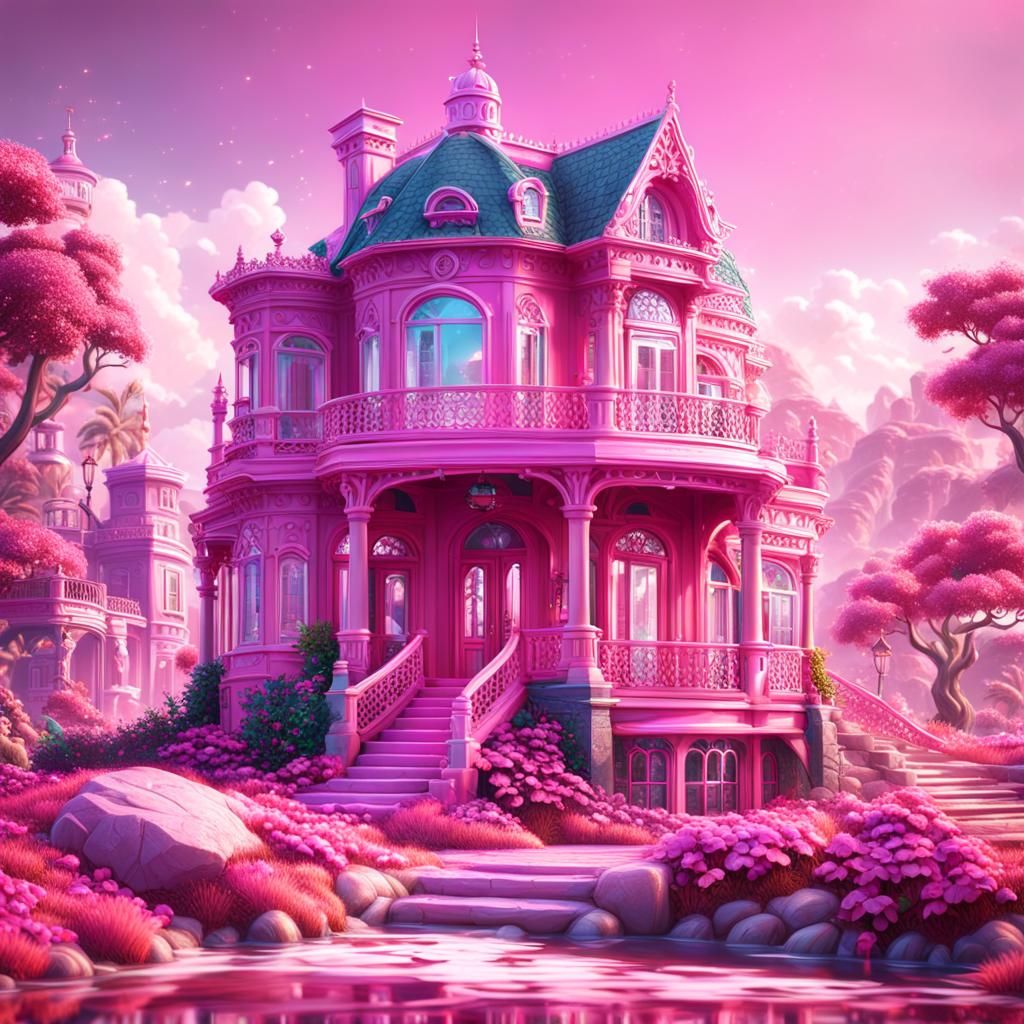 Detailed Pink Barbie House Concept Art