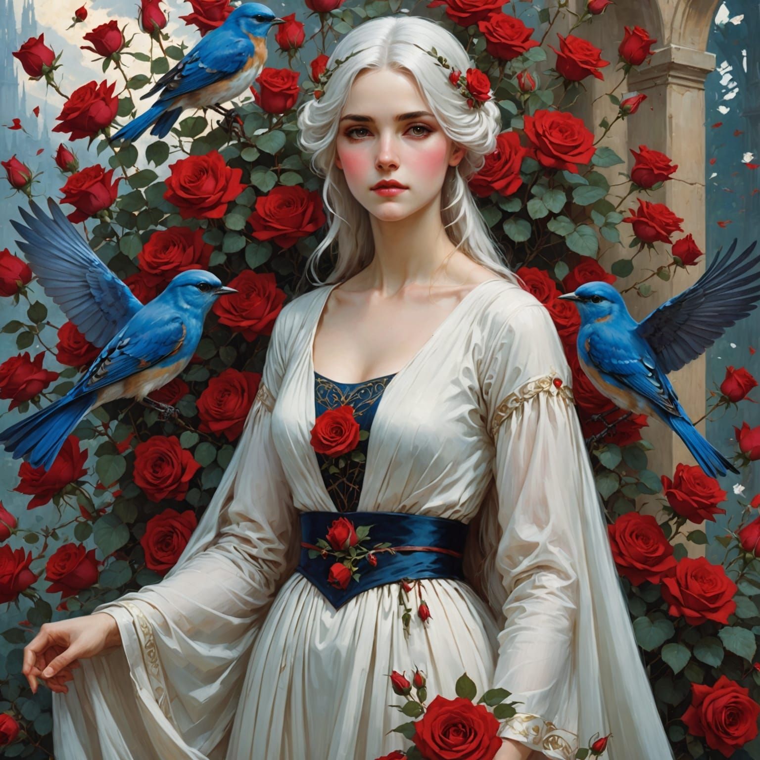 Surreal Garden Encounter in Impressionist Style