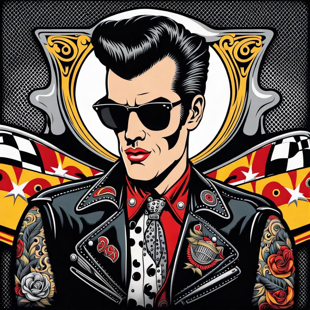 Rockabilly Teddy Boy with Hot Rod Art