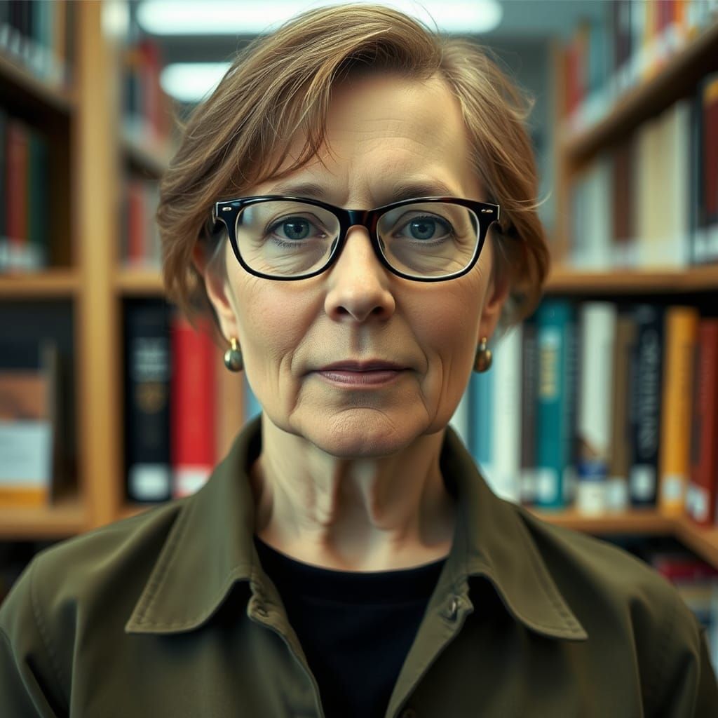Librarian Portrait in Style of Stephen Shore