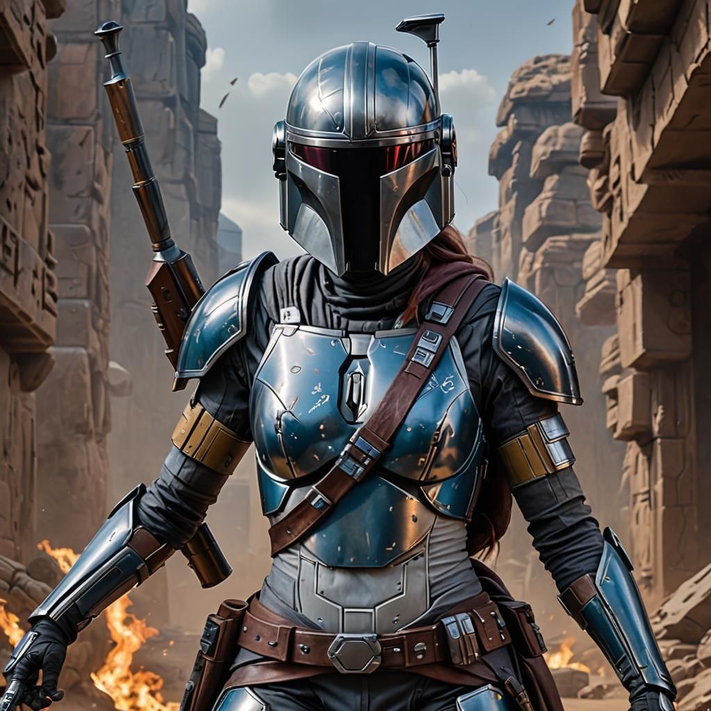 Bo Katan: Fierce Mandalorian Warrior in 8K