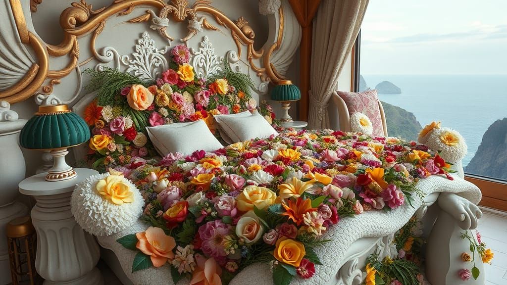 Surreal Flower Bed: A Fairytale in Vivid Color