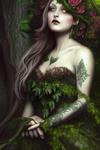 Gothic Rose Fairy Portrait in Anime Style