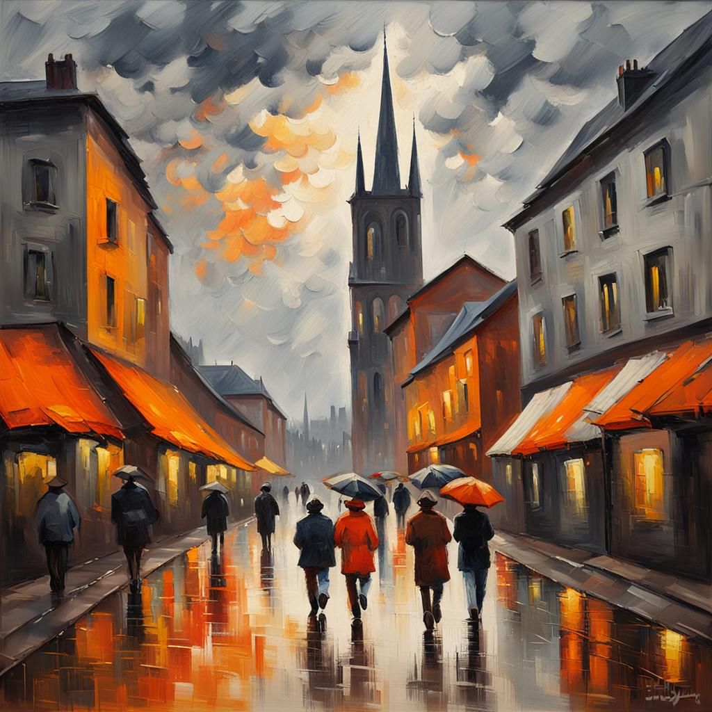 Bochum Cityscape in Neo-Impressionist Style