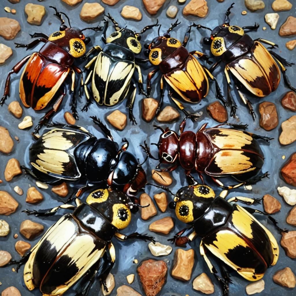 Detailed Illustration of Beetles