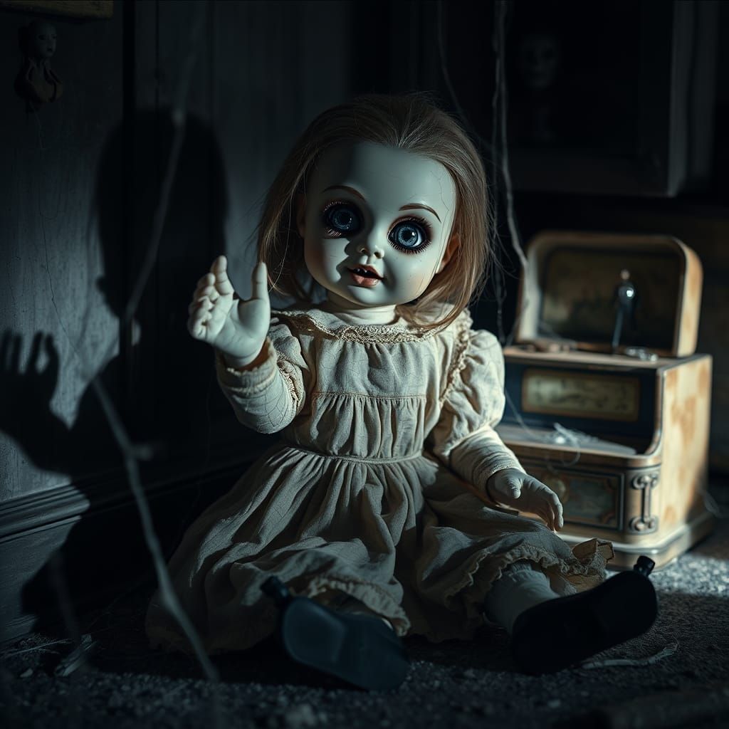 Cursed Vintage Doll in Dusty Room