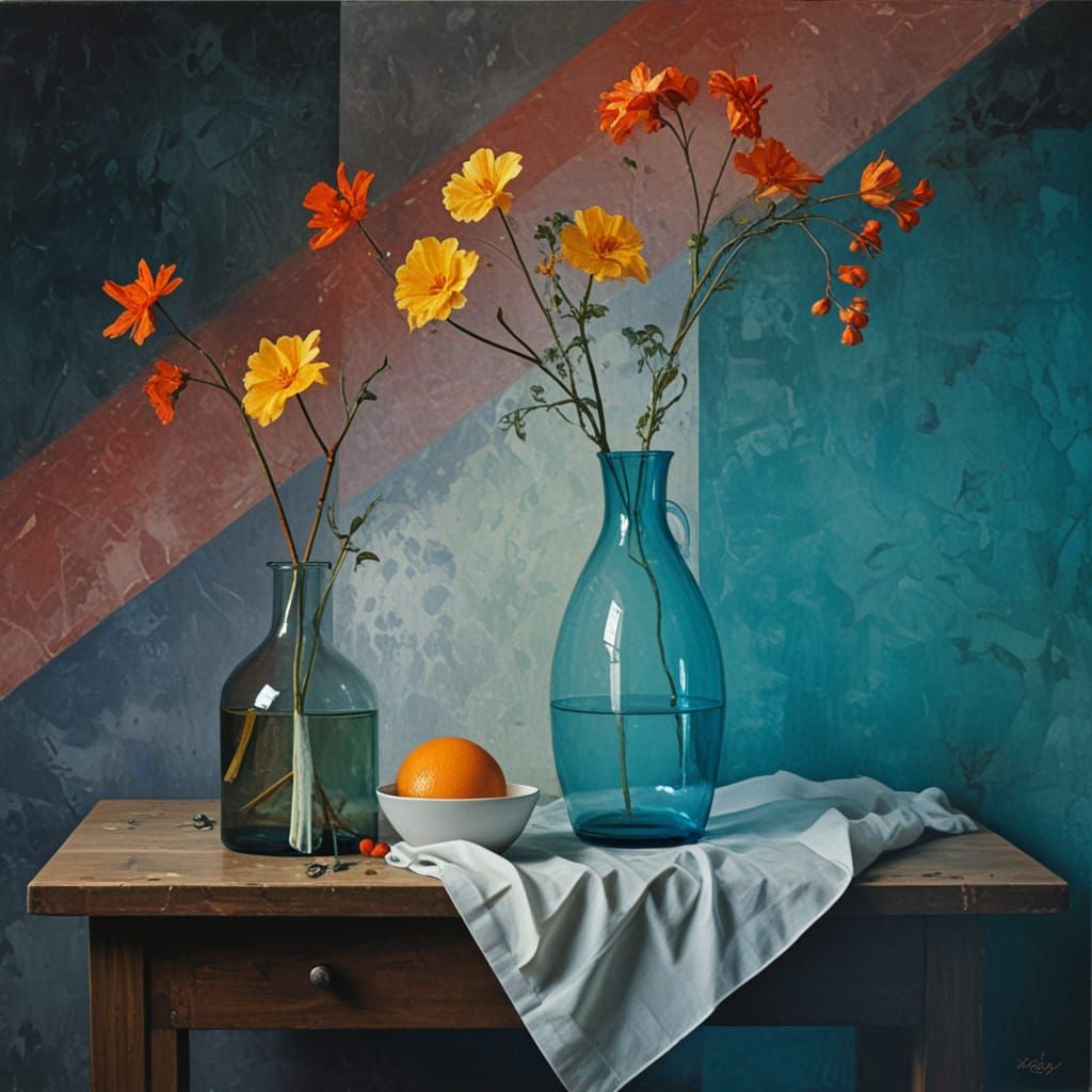 Muted Translucent Still Life in Style Mashup