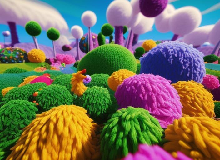 Vibrant Yarn Landscape in CryEngine Style