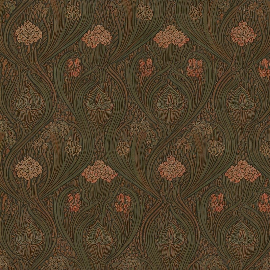 Art Nouveau Floral Wallpaper in William Morris Style