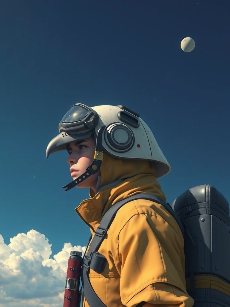 Skybound Avian Explorer in Modernist Style with 3D Textures