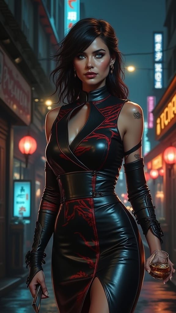 Queenpin of Madripoor in Neo-Noir Comic Style