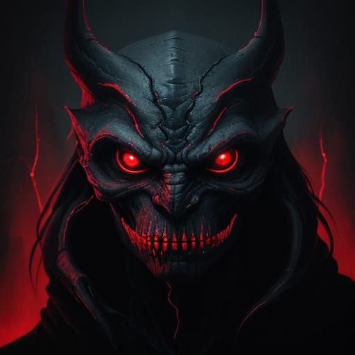 Menacing, Glowing Red Eyes in a Haunting Cityscape