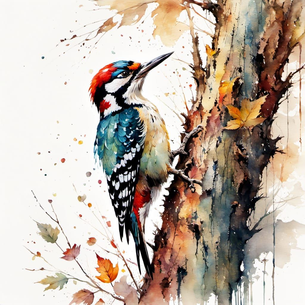 Woodpecker searching for breakfast