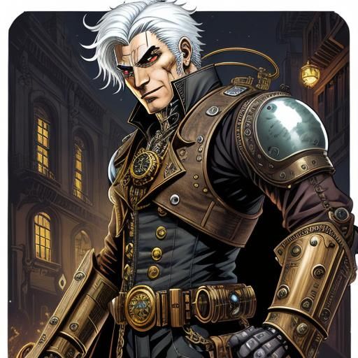 Steampunk Robot Suit Comic Art