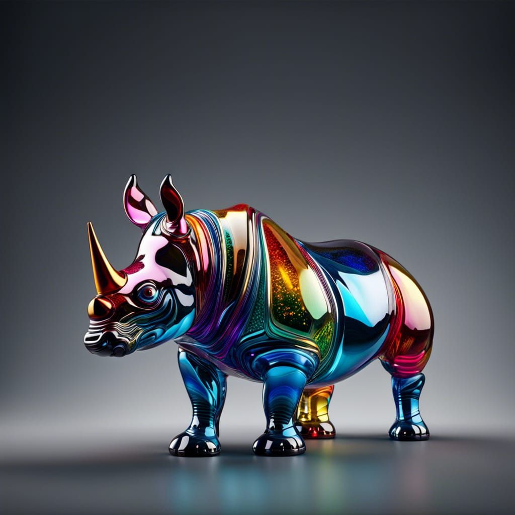 Rhino made of Blown Glass