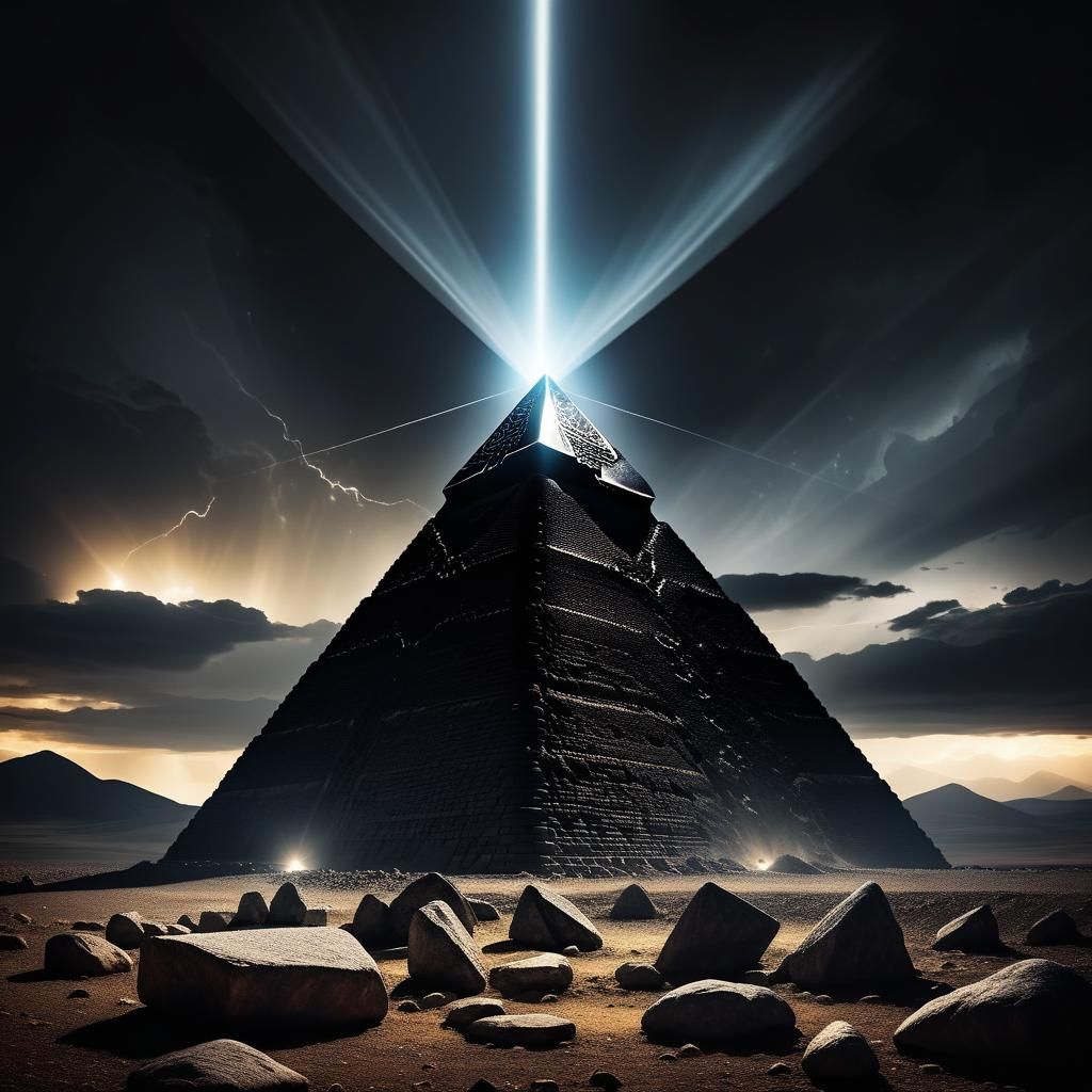 Black Pyramid Unleashing Lightning Storm