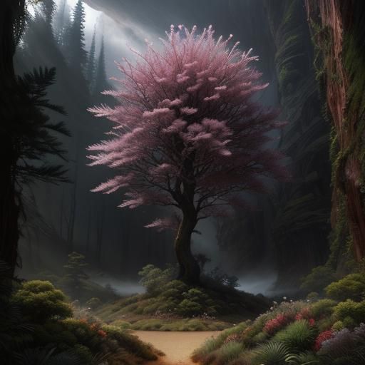 Hyperdetailed King Protea Trees and Flowers Digital Painting