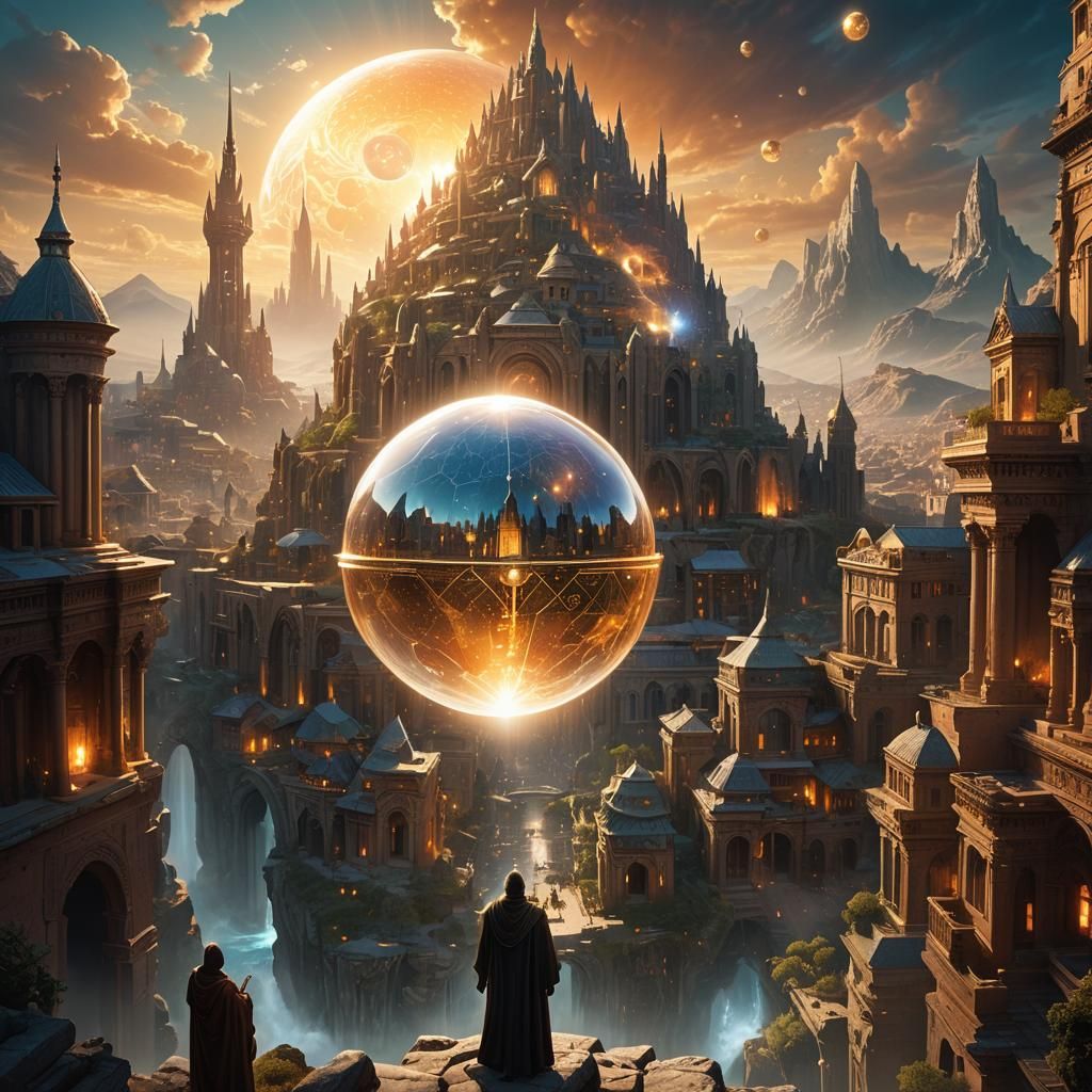 Mystical City Crystal Orb in Digital Matte Painting