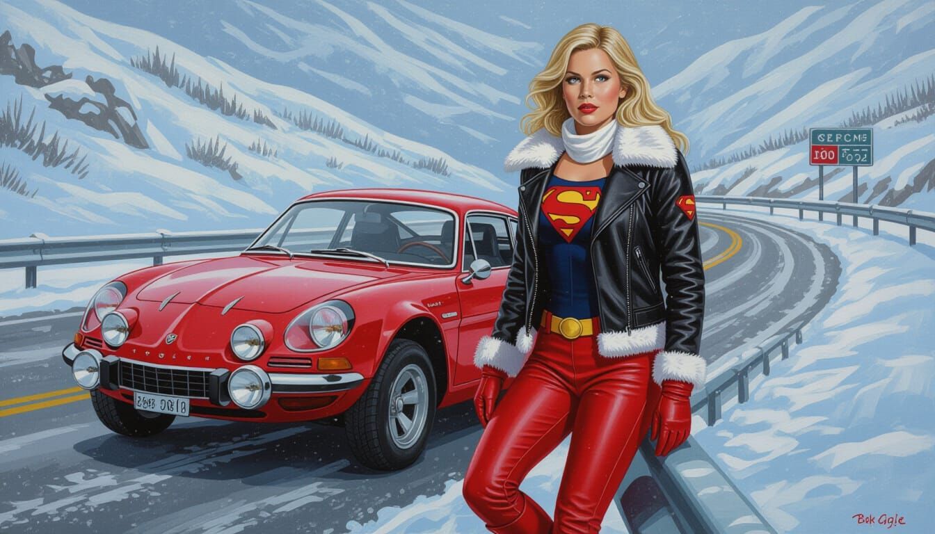 Supergirl Painting Neo-Impressionist Style