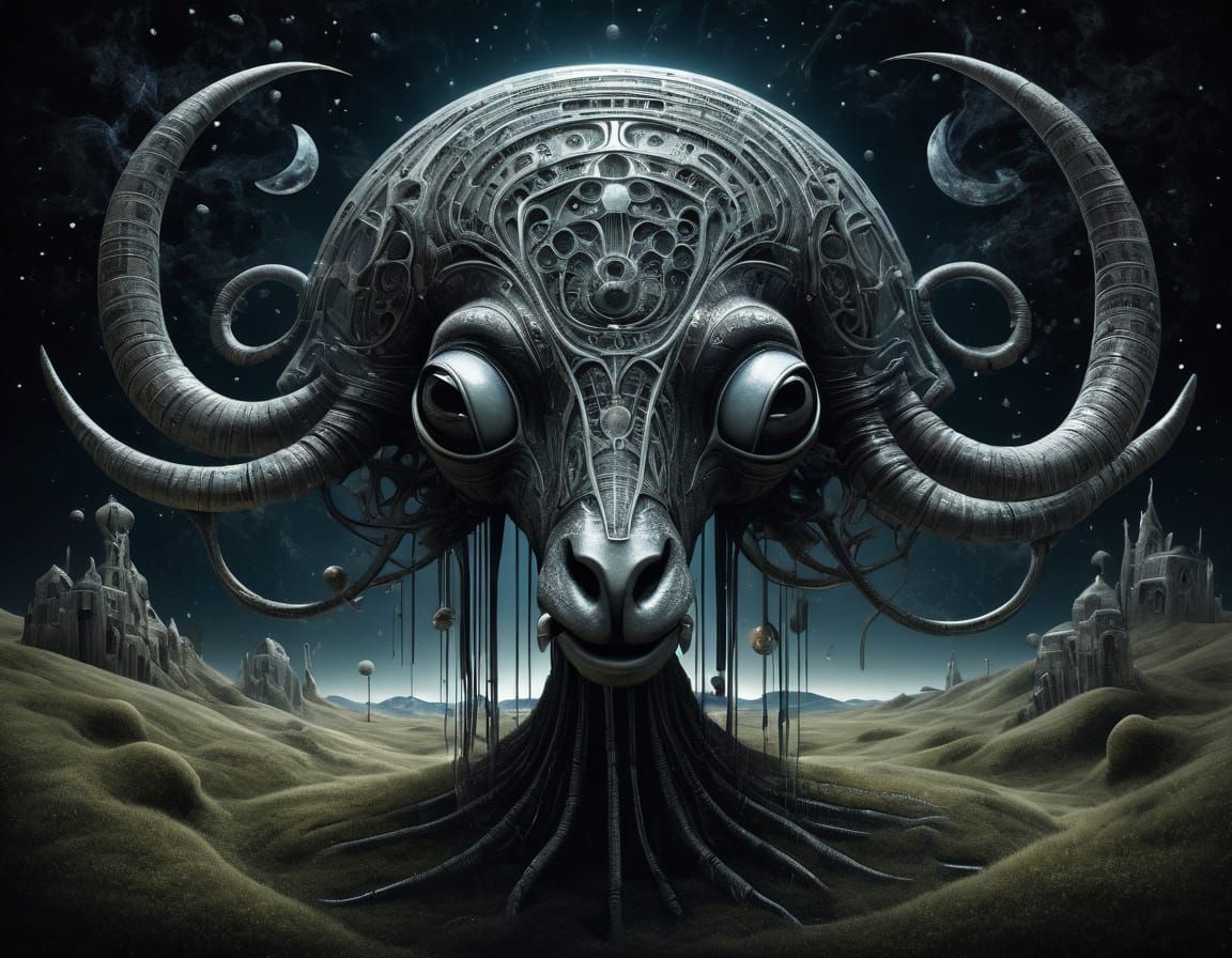 Cosmic Sheep Sculpture in Nebulae and Stardust