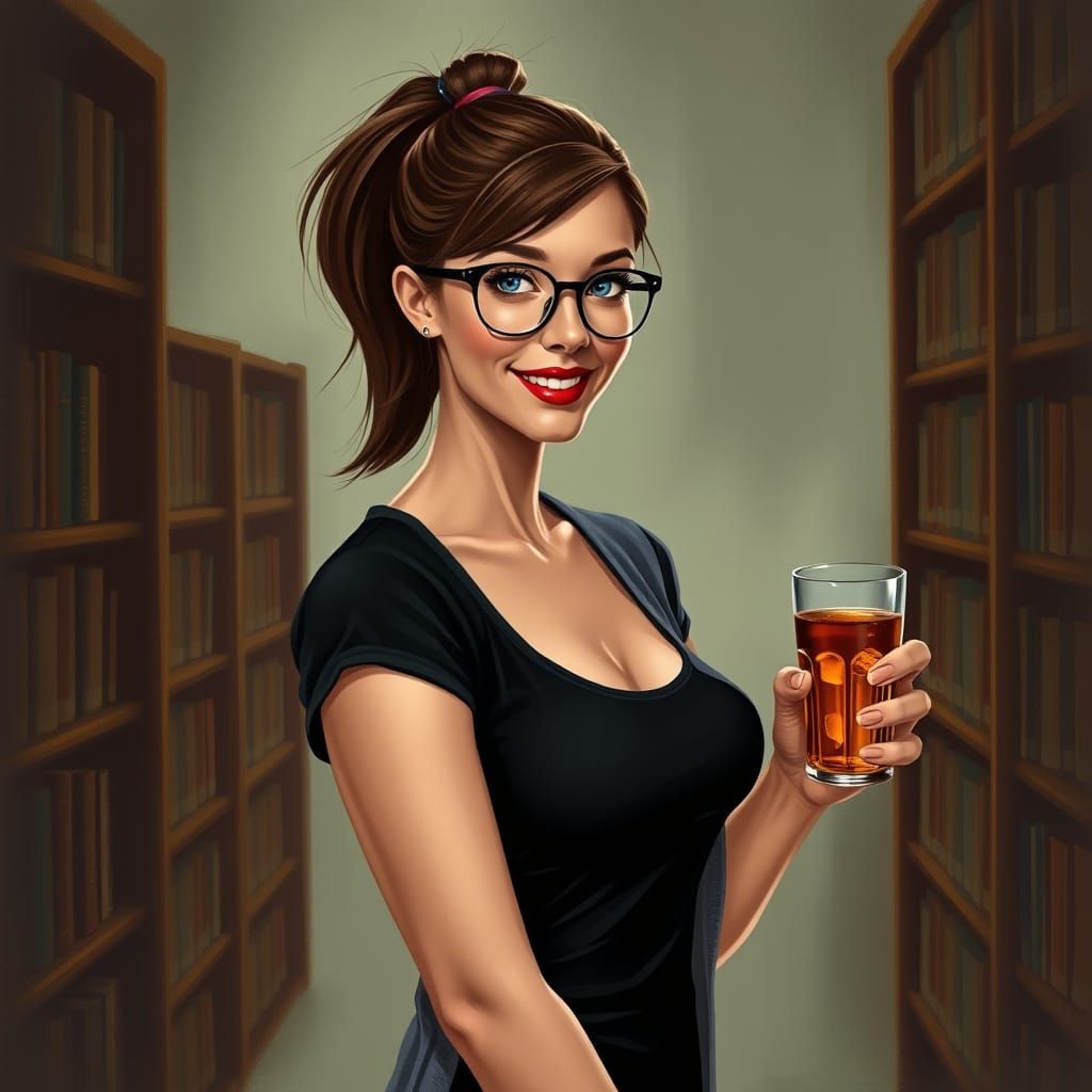 Confident Librarian Transforms into Sultry Siren