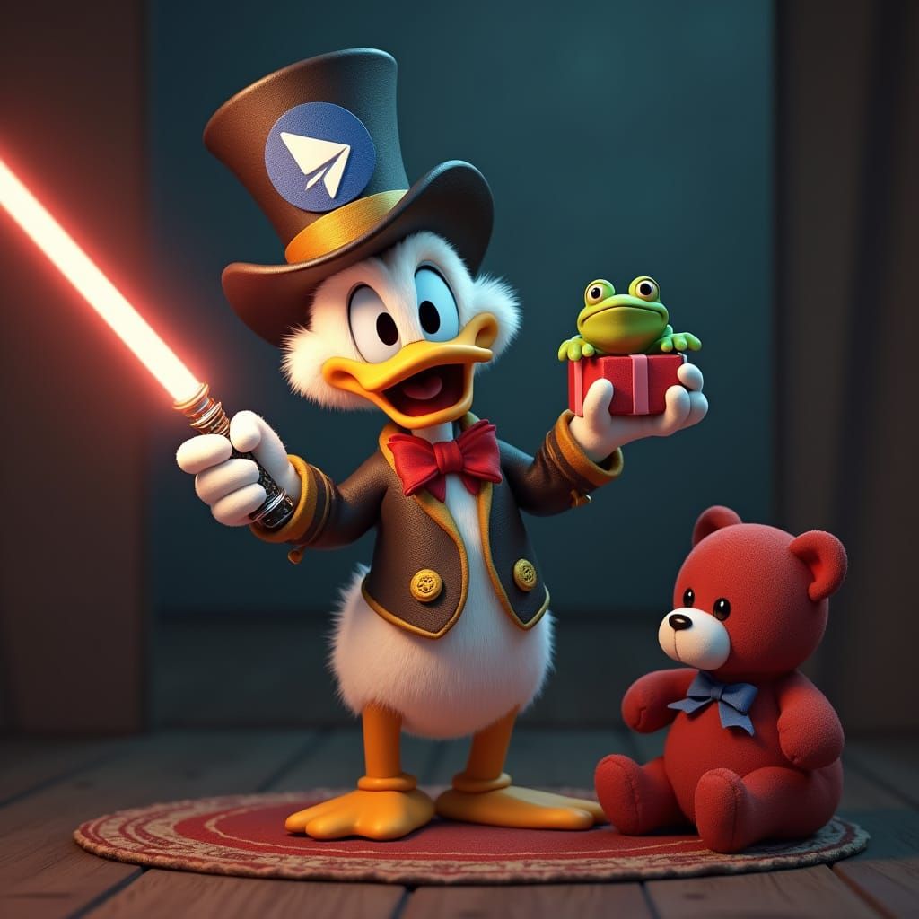 Scrooge McDuck with Lightsaber, Fantasy Concept Art