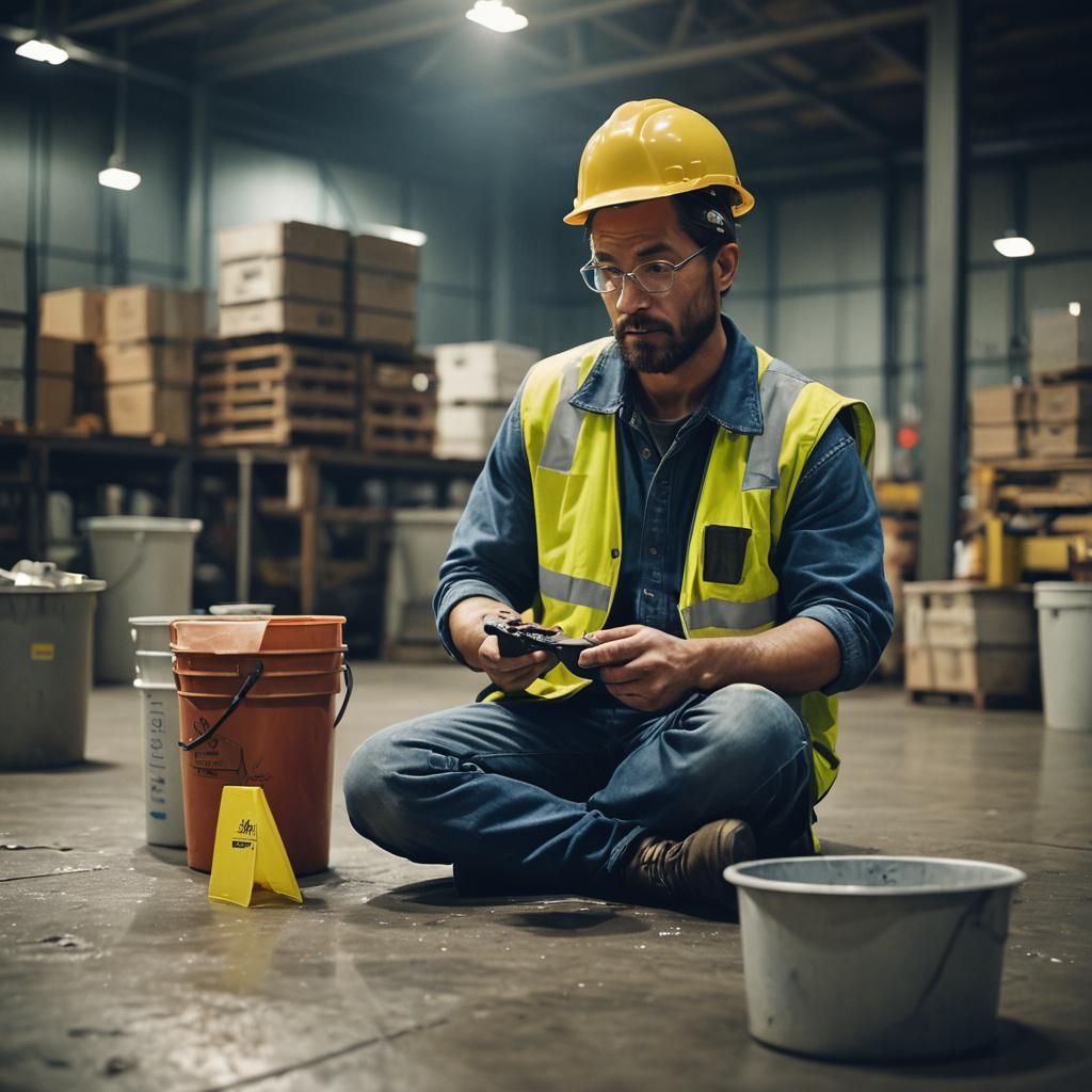 Construction Worker in Industrial Film Still